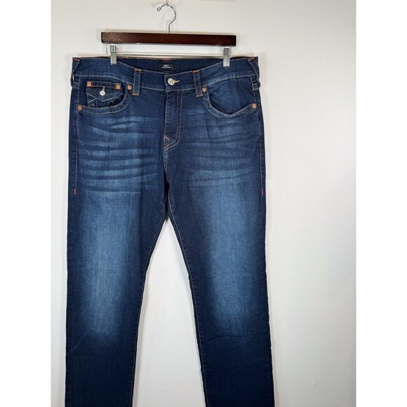 True Religion Mens Jeans Blue Ricky Relaxed Straight Denim Medium Wash 38x33 - Picture 4 of 12